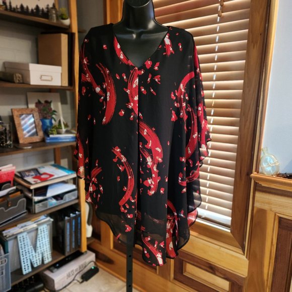 Asymetrical Flutter-Sleeved Layered Top - Picture 1 of 5